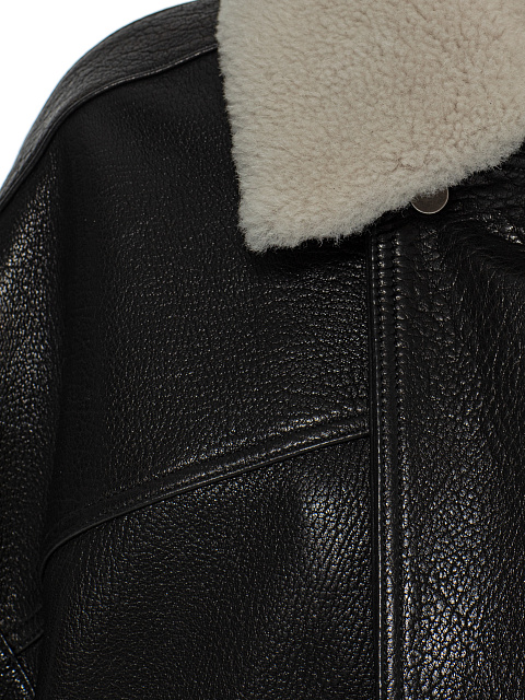 Black leather jacket with collar, 3