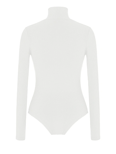 White Cotton Turtleneck Bodysuit, 2 White Cotton Turtleneck Bodysuit, 2