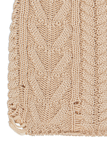 Beige knitted cotton hat with holes, 2
