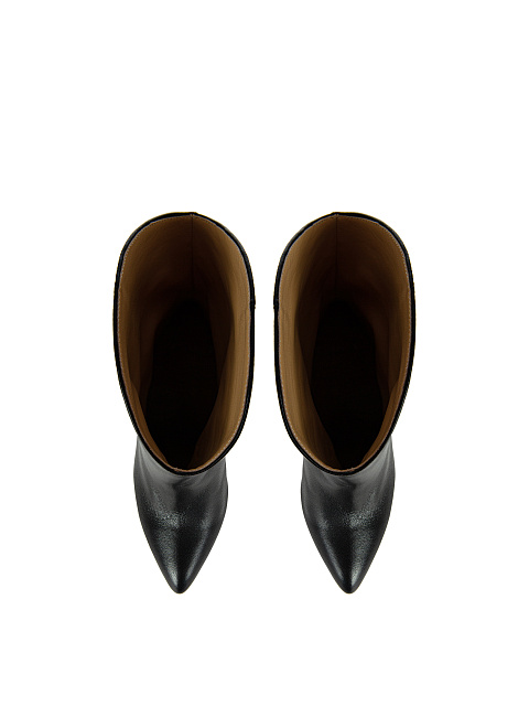 Black Leather Heeled Ankle Boots, 4