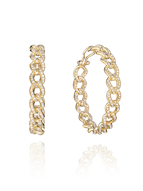 Yellow Gold & Diamonds Hoop Earrings, 1