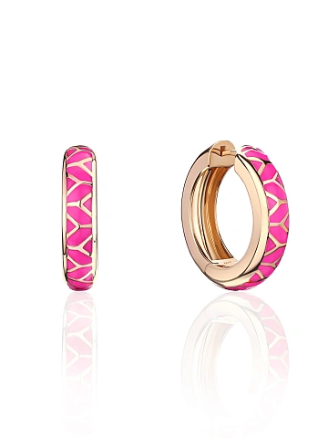 Small rose gold hoops with pink enamel, 1