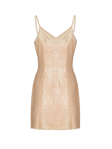 Beige Sequined Mini Dress, 2