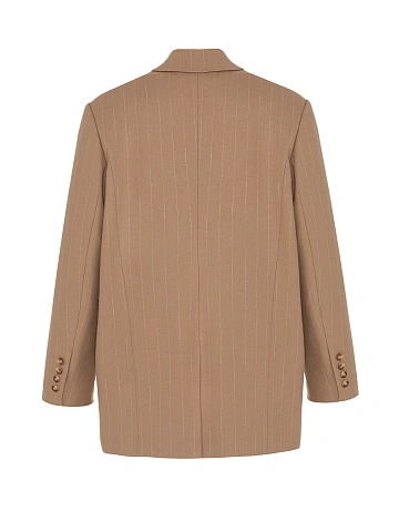 Beige Oversized Striped Jacket, 2