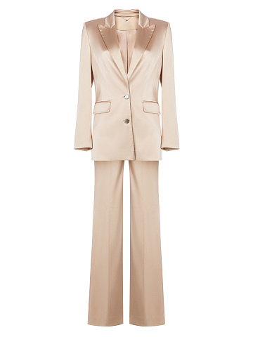 Beige Silk Satin Suit, 1