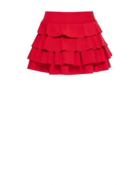 Red Ruffle Jersey Mini Skirt, 1 Red Ruffle Jersey Mini Skirt, 1