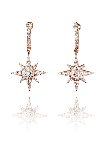 Rose Gold & Diamonds Star Earrings, 1