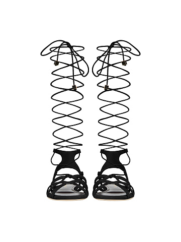 Black Suede Lace Up Sandals, 2