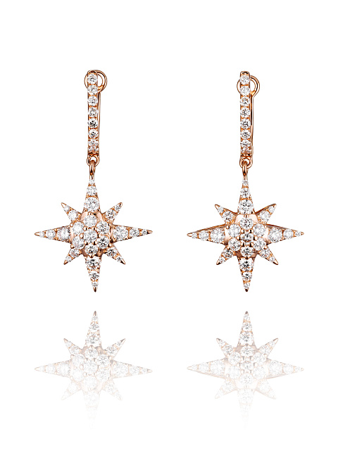 Rose Gold & Diamonds Star Earrings, 1