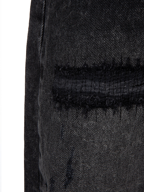 Black Distressed Cotton Jeans, 3