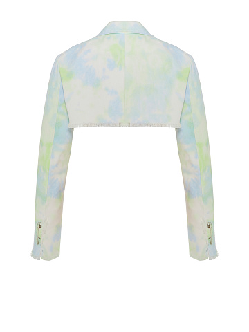 Green Tie-dye Denim Bolero Jacket, 2