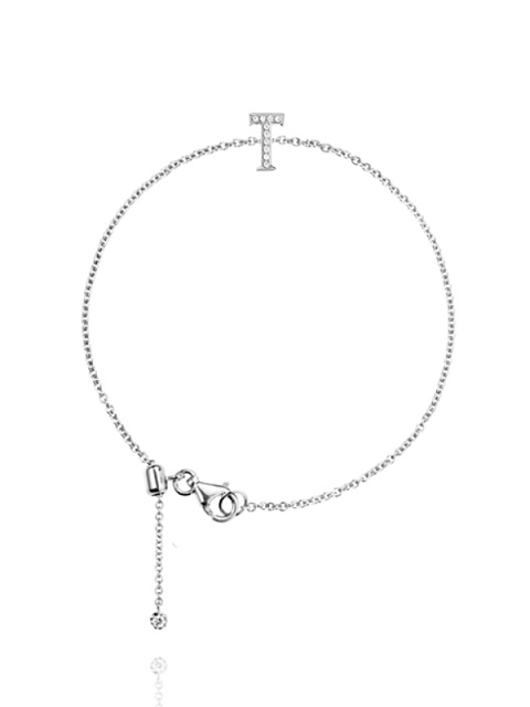 White Gold & Diamonds Letter "T" Bracelet, 1