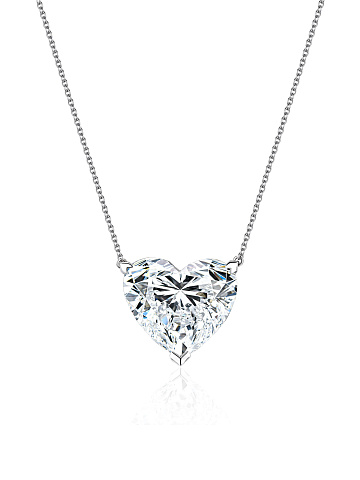 White gold necklace with a colorless quartz heart-shaped pendant, 1