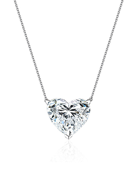 White gold necklace with a colorless quartz heart-shaped pendant, 1
