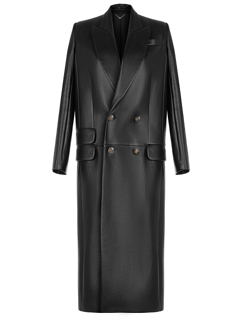 Black Leather Double-Breasted Coat, 1 Black Leather Double-Breasted Coat, 1
