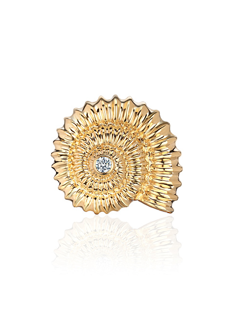 Shell-shaped yellow gold ring, 4