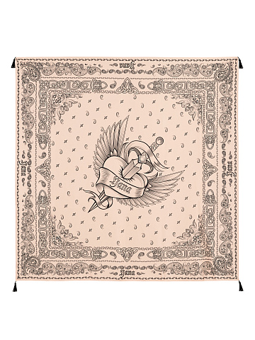 Big Light Pink Silk Printed Scarf, 1