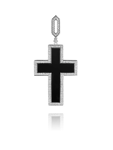 White Gold, Agate & Diamonds Cross Pendant, 2