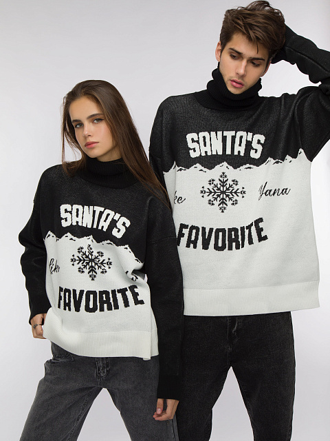 Men's Black & White Santa's Favorite Sweater, 6 Men's Black & White Santa's Favorite Sweater, 6