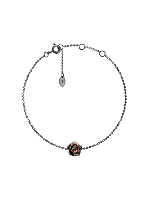 Bracelet made of oxidized gold with a rose of black carved mother-of-pearl, 1