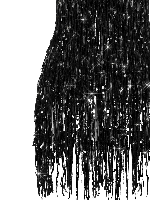 Black Sequined Leather Mini Dress, 3