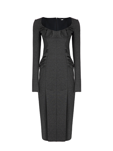 Dark Grey Rayon Midi Dress, 1