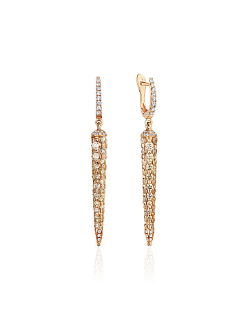 Rose gold earrings with yellow diamonds, 1