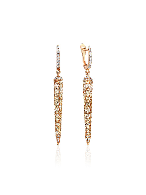 Rose gold earrings with yellow diamonds, 1