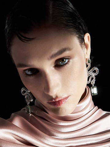 White Gold, Prasiolite, Sapphires & Diamonds Earrings, 2