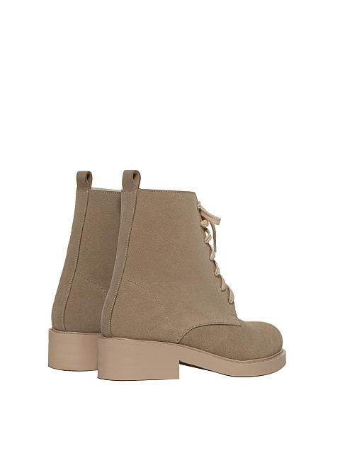 Beige Velour & Fur Lace Up Boots, 3