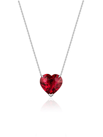 White gold necklace with a heart-cut rubellite pendant, 1