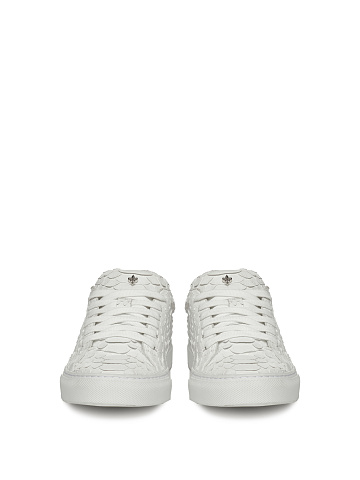 White Python Leather Sneakers, 2