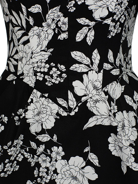 Black & White Floral Print Cotton Mini Dress, 3 Black & White Floral Print Cotton Mini Dress, 3