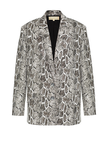 Grey Snakeskin Prined Faux Leather Jacket, 1
