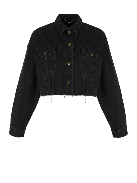 Black Cropped Distressed Denim Jacket, 1 Black Cropped Distressed Denim Jacket, 1