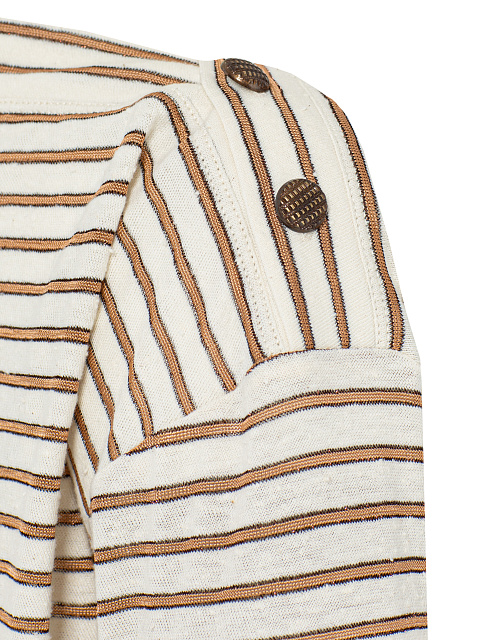Beige & White Striped Longsleeve T-shirt, 3 Beige & White Striped Longsleeve T-shirt, 3