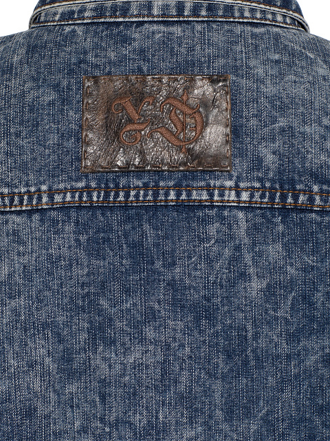Blue Boiled Denim Jacket With Embroidery On The Sleeves, 4