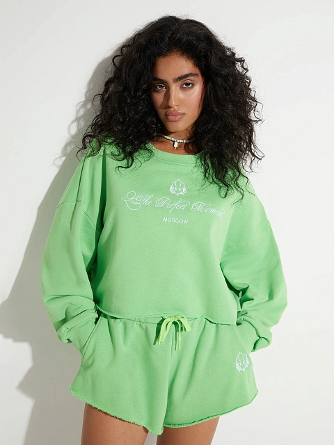 Lime Green Jersey Sweatshirt & Shorts Set, 7 Lime Green Jersey Sweatshirt & Shorts Set, 7