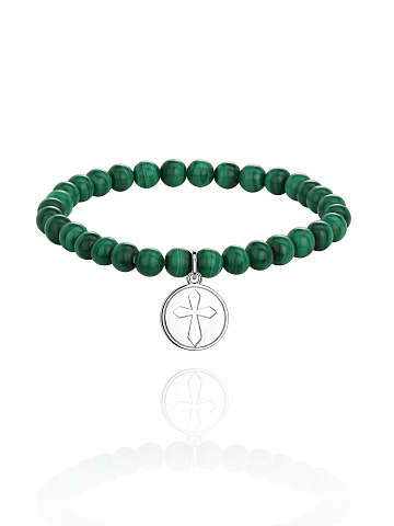 Silver & Malachite Beaded Bracelet, 1