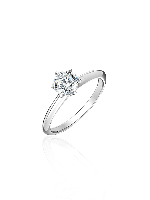 Round Diamond & White Gold Ring, 1