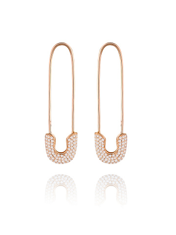 Rose Gold & Diamonds Pin Earrings, 1