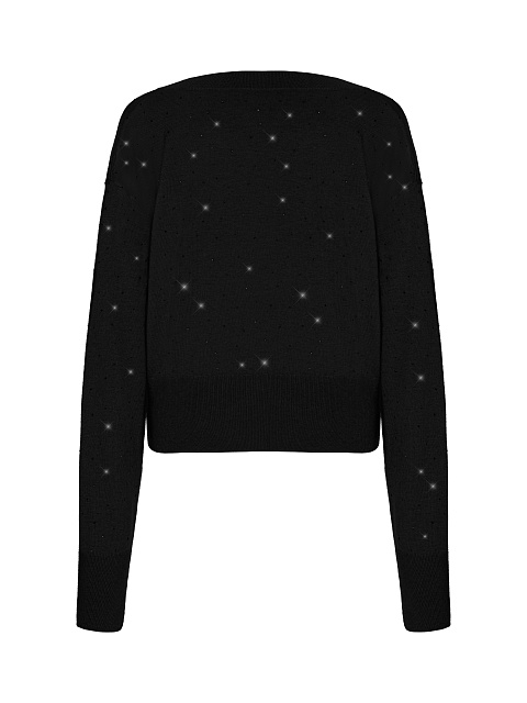 Black Rhinestone Cashmere Pullover, 2 Black Rhinestone Cashmere Pullover, 2