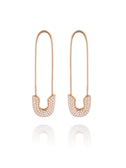 Rose Gold & Diamonds Pin Earrings, 1