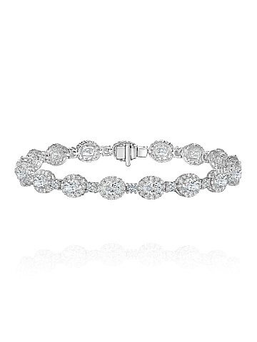 White gold bracelet with oval and round diamonds, 1
