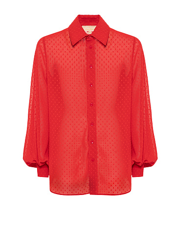 Red Polka Dot Chiffon Blouse, 1