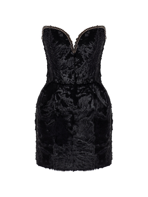 Black Chain Shearling Mini Dress, 1 Black Chain Shearling Mini Dress, 1