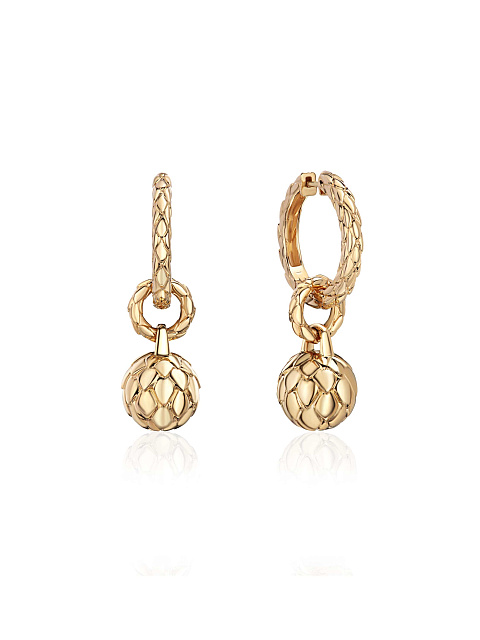 “Dragon” yellow gold hoops with pendants, 1