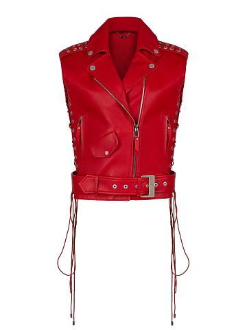 Red Leather Biker Vest, 1