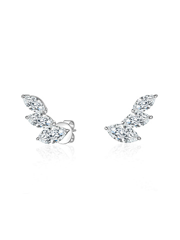 White gold stud earrings with marquise-cut diamonds, 1