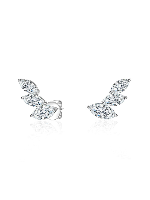 White gold stud earrings with marquise-cut diamonds, 1